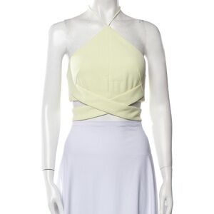 NICHOLAS Pale Yellow Halter Wrap Crop Top